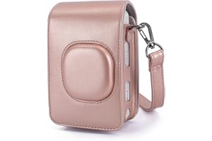 Phetium Housse de Protection Compatible avec Instax Mini LiPlay, Pochette Appareil Photo Sacoche Rangement Cuir PU Lisse avec Bandoulière