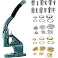 Dyna-Living Grommet Press Kit Eyelet Punch Kit Handheld Hole Punch Machine Heavy Duty Eyelet Hand Press Grommet Machine Manual Puncher with 3 Dies and 1500pcs Golden and Silver Grommets 6/10/12mm