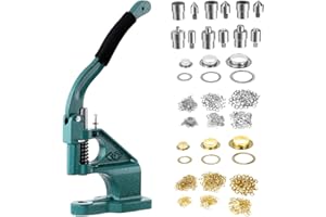 Dyna-Living Grommet Press Kit Eyelet Punch Kit Handheld Hole Punch Machine Heavy Duty Eyelet Hand Press Grommet Machine Manual Puncher with 3 Dies and 1500pcs Golden and Silver Grommets 6/10/12mm