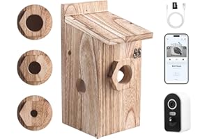 BROOBIRDER Nistkasten mit 4MP Kamera WLAN, Vogelhaus zum Aufhängen Wetterfest, 2,4 G WiFi & App Benachrichtigung, Video/Fotoaufnahme & Bewegungserkennung, Beobachten des Vogellebens, Nachtsicht, Zweiwege Audio