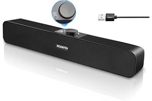 HEANTTV Computer PC Speakers, Bluetooth 5.3 Sound bar Monitor Speakers, Wired USB-Powered, Great Stereo Sound, Volume Control Knob, USB Desktop Speaker for Monitor, Tablets, Laptop, Tablets, Smartphone