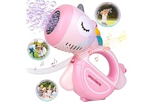 TENUISKFT Machine à Bulles Automatique pour Enfants, Pistolets à Bulles avec lumière LED et Musique, Ensemble de Bulles Licorne pour fête d'anniversaire, fête en Plein air, Mariage