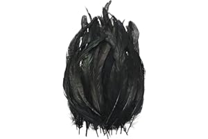 M METERXITY 20-Pack Piume Naturali di Coda di Gallo, 10-12 Pollici / 25-30cm Lunghe Piume di Coda di Gallo per Creazioni/Matrimoni/Acchiappasogni/Decorazioni Fai da Te [Nero]