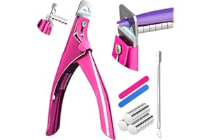 IUHFSIFS Upgade Acrylic Nail Cutter with Sizer Magnet【Sharp High Titanium Alloy Blade - SGS Certified】 Nail Clippers for Acrylic Nail【100% Accurate Measurement】 Manicure Salon Home, 15PCS, Pale Pink
