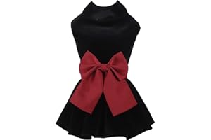 MAMORE Pet Dresses for Small Dogs Cats Girl, Cute Princess Bowknot Dress Puppy Shirt All Weather Skirt Clothes Cat Apparel for Birthday Wedding Party Holiday (Medium, Velvet Black)