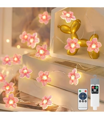 EONANT LED Kirschblüten Lichterkette – 10ft Mit 30 LED, Batteriebetrieben & Fernbedienung – Perfekt Für Schlafzimmer, Party & Romantik-Deko (Rosa)