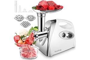 Nestling® Electric Meat Mincer Grinder and Sausage Maker,Powerful 2800 Watt Copper Motor,Stainless Steel Meat Grinder & Sausage Stuffer,3 Different Cutting Plates,Sausage & Kubbe Kit (White)