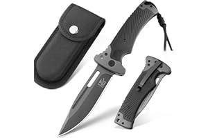 LOTHAR RHINO Couteau Pliant de Poche, Couteau de Poche Extérieur Aiguisé avec Manche en G10, Couteau de Survie et de Camping de Haute Qualité