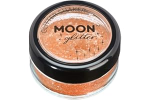 Agitadores de brillantina iridiscentes por Moon Glitter – 100% Brillo Cosmético para la Cara, Cuerpo, Uñas, Cabello y Labios - 5g - Naranja