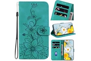 KRJCSFHY Handyhülle für Nokia 4.2 Hülle Leder, Nokia 4.2 Blumen Flipcase Handytasche Book Tasche Case mit Kartenfach Magnet Schutzhülle für Nokia 4.2 Handy Hüllen grün