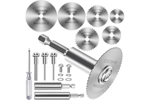 FOTYBEI 12 Pièces Disques de Coupe pour Perceuse, HSS Lames de Perceuse à Disque avec tige Hexagonale 1/4", Mini Lames de Scie Circulaire pour Bois, Plastique et Métal