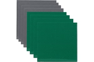 Fousenuk 8 stycken plattor, 32 x 32 knoppar, grön och grå byggstenar, 25 x 25 cm, kompatibel med de flesta varumärken