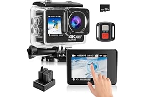 ALLDEER 4K Action Camera, 30M Underwater Video Camera Wifi EIS Vlog Sports Helmet Cameras Dual Screen Recorder 170° Wide Angle with 32GB TF Card 2x Batteries For Cycling Riding Diving