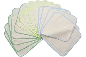 AVO + CADO avo+cado Lot de 15 gants de toilette réutilisables en flanelle de coton bio pour remplacer les lingettes humides - Petites mini serviettes en coton lavables (couleur : vert)