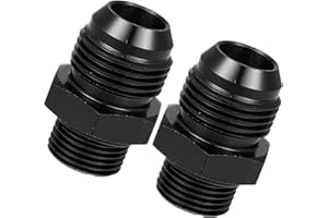 MACHSWON 2Pcs Black 10AN Male to M18 x 1.5mm Male Metric Thread Fitting Adapter Flare Union Coupler Fuel Oil Line Hose End Aluminum Alloy Fitting Adapter Aluminum Straight Black for Car