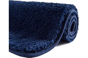 SFLXO 100cm x 60cm Non Slip Bath Mat Machine Washable Bath Mats For Bathroom Durable Soft Bath Rugs Water Absorbent Bathroom Mats Fluffy Microfiber Bath Rug Navy Blue
