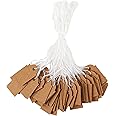 200 pcs Small Price Tags, Jewelry Price Tags Price Tags with String Hang Labels Tags with String Small Gift Price Tags Display Tag Price Labels for Display Jewelry Clothing (Brown)