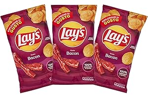 CAIYA 3X Lay's Patatine al Gusto Bacon Sottili e Croccanti 133g [3 Confezioni]