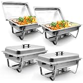 Pack of 4 LEUTHERIA Dish Warmers - Professional Chafing Dish/Food Stainless Steel for Buffet/Professional Bain/Hot Maintenanc