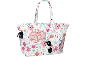 Ansamy Sac de Plage Femme XXL Sac Cabas Femme Grand Imperméable Sac de Plage avec Poches Pliable et Léger Sac Piscine Hawaïen Grand Tot Bag Plage Piscine Vacances Gym