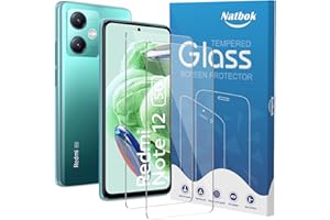 Natbok Szkło hartowane do Xiaomi Redmi Note 12 4G / 5G ochraniacz ekranu, twardość 9H, ultra odporne, odporne na odciski palców, bez pęcherzyków powietrza, przezroczysta folia ochronna HD do Redmi Note 12, łatwa instalacja, 2 szt