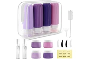Foydream 18 Pezzi Bottiglie da Viaggio in Silicone, Kit Viaggio Liquidi Riutilizzabili, Flaconi da Viaggio con Etichetta Possono Riempire Cosmetici, Articoli da Bagno e Altri Liquidi e Creme