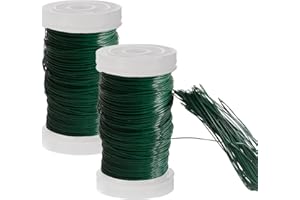 ATBEAMEN 2 Rolls Green Floral Wire Flower Arranging Accessories 0.35mm,Florists Thin Wire for Jewellery Making Craft Wire DIY Jewelry Crochet Christmas Wires,Flower Bouquets, Crafts Wreath Making Supplies