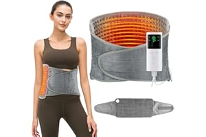 Souvik Termoforo Elettrico Lombare, Rapido Cuscino Termico Elettrico Per Schiena Spalle Addome, con 9 livelli di temperatura, 4 timer, lavabile in lavatrice per donne e uomini, 125 x 30 cm