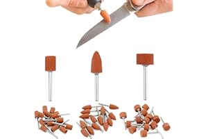 AONAYO 42 piezas de corindón de lija, cabezal de lijado, cabezal de lijado, tres tipos: cono, cilindro pequeño, cilindro grande, adecuado para sierras abrasivas Dremel, piedras preciosas, vidrio, metal, etc