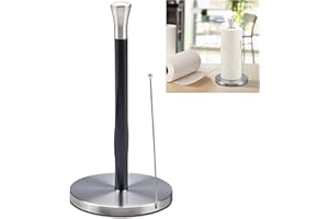 ‎RELAXDAYS Relaxdays Stojak na ręczniki kuchenne, stojący, stal nierdzewna, uchwyt na papier do kuchni, wys. x śr.: 33 x 17 cm, srebrny/czarny