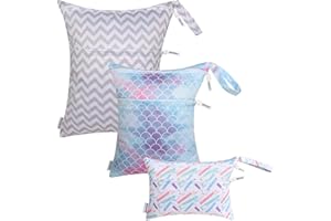 MIXIDON Wet Bag, Waterproof Wet Dry Bag for Swimsuits, Cloth Nappy Wet Bag, Outdoor Organiser Bag for Baby Items, Wet Dry Clothes Bag, Pattern 2