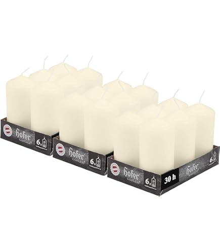 Candele Decorative Cilindriche Candele A Colonna Avorio 4.5x9cm - Set Di 8, Cera Antigoccia, Durata 12 Ore, Non Profumate Hofer Candele