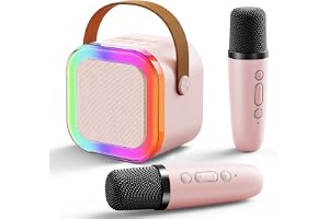 MOMENT Mini Karaoke Machine,Portable Karaoke Machine with 2 Wireless Microphones, Birthday Gift for Childrens,Home Party, Random Color