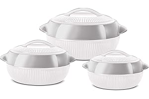 SQ Professional Fiesta Insulated Casserole Set 3pc 1-1.5-2.5L (White-Silver)