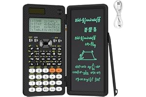 NEWYES 991ES-II Calculatrice Scientifique Rechargeable, 417 Fonctions avec Bloc-Notes, Boîtier Dur Pliable, Écran Écrit de 4 Lignes, Calculatrice Avancée pour Élèves Scolaires/Bureau