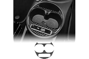 KUNGKIC Per Abarth 595 695 Fiat 500 2016-2024 Auto Controllo Centrale Leva del Cambio, Consolle Porta Tazze Acqua Pannello Decorativo Fibra di Carbonio Adesivo Interno Accessori Regalo (Nero)