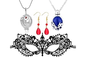 HJYZY Vampyr Katherine halsband Elena Gilbert öppning Vervain medaljong hänge halsband falsk blod droppe örhänge spets maskerad mask för kvinnor 4 st, 1, Harts, Ingen ädelsten