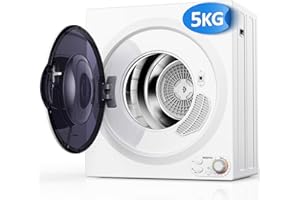 5KG Vented Tumble Dryer, Reemix 1400W Compact Smart Tumble Dryer, Stop Immediately when Clothes are Dry, 5 Auto Drying Modes, for Apartment, Home, Dorm, RVs, White
