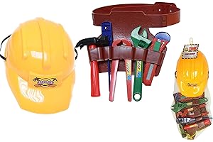 KandyToys Casco de construcción de plástico con Herramientas, Multicolor, Medium (TY0248)