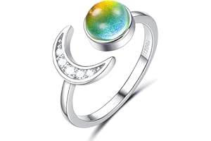 KALVICA 925 Sterling Silber Fidget Spinner Ring für Damen Temperatur Emotion Ringe Farbwechsel Ringe Verstellbare Stimmungsringe Anti Stress Ring für Frauen Mädchen