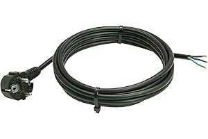 as - Schwabe Anschlussleitung 3 m H05VV-F 3G1,0 Verbindungskabel, Schutzkontaktwinkelstecker mit Leitung, Anschlusskabel 30 mm abgemantelt mit Aderendhülsen, Stromkabel 230V, 10A, IP20, Schwarz, 70832