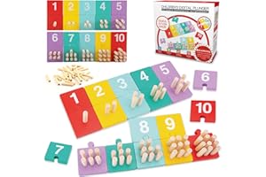 TEUVO Montessori Jouet Apprendre a Compter Jeux Educatif Enfants 1 2 3 4 5 Ans, Apprendre les Couleurs Bois Mathématiques Jouets Numérique Counting Block Motricité Fine Précoce Mathématiques Apprendre