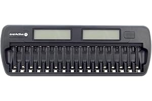 everActive Ładowarka do 16 akumulatorów AAA AA, szybkie ładowanie – 4 godziny zestaw akumulatorów, wyświetlacz LCD, tryb odświeżania, adapter samochodowy, model: NC-1600