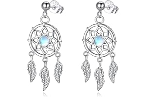 VONALA Boucles d'oreilles attrape-rêves en argent sterling avec plumes turquoises - Cadeau pour femmes et adolescentes