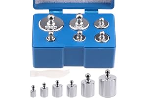 Mardatt 7 Pcs Precision Scale Calibration Weight Set, 5g 10g 2x20g 50g 100g Grams Steel Weights Calibration with Tweezers for Digital Balance Scale, Jewellery Scale, M2 Class(Total 200g)