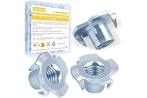 Caianwin M4 - Juego de 50 tuercas en T con cuatro puntas guía, insertos de acero al carbono para muebles, artesanos, madera