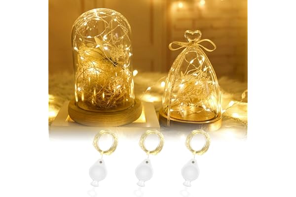 Auting Mini guirnalda de luces LED a pilas, 2 m, micro guirnalda de luces LED para interiores, 3 x 20 luces, luz blanca cálida, ideal para fiestas, jardines, bodas, Navidad y decoración.