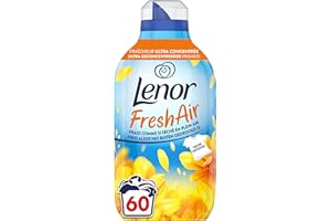 Lenor Fresh Air Adoucissant 60 Lavages (840ml), Parfum Rayons De Soleil, Protection Anti-Odeurs, Fraîcheur Ultra Concentrée, Fabriqué En France