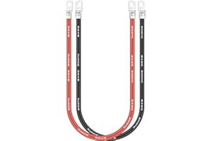 Jtron câble batterie 6 awg Connecteur de câble pour interrupteur de batterie de voiture Gaine de câble en cuivre pur câble silicone âme 16 mm². 1,6ft x2 M8