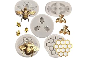 MYPRACS Juego de 4 moldes de silicona con forma de abeja para fondant, decoración de pasteles, cupcakes, pasta de goma de chocolate, caramelo, arcilla polimérica, juego de 4